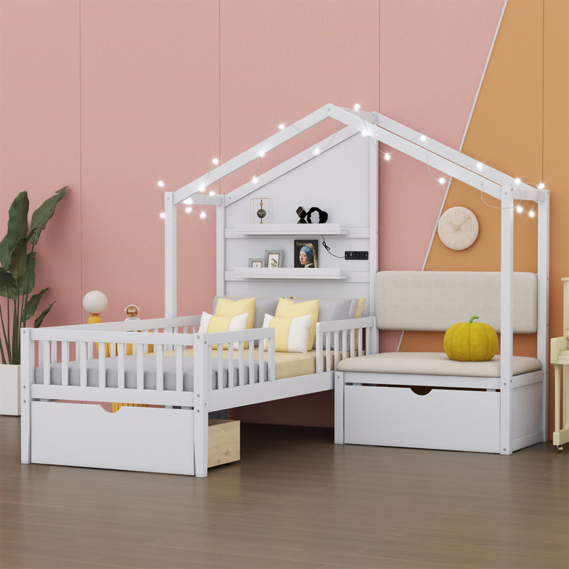 Aleya Panel Storage Bed, White