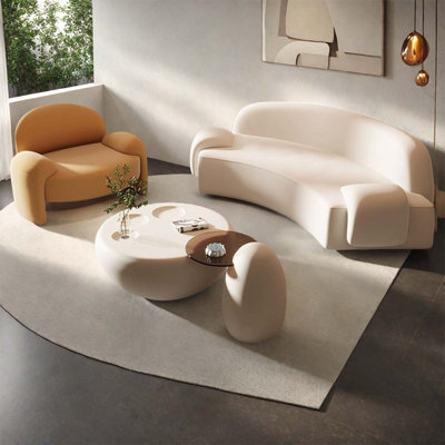 Beige sofa cat claw end table combination