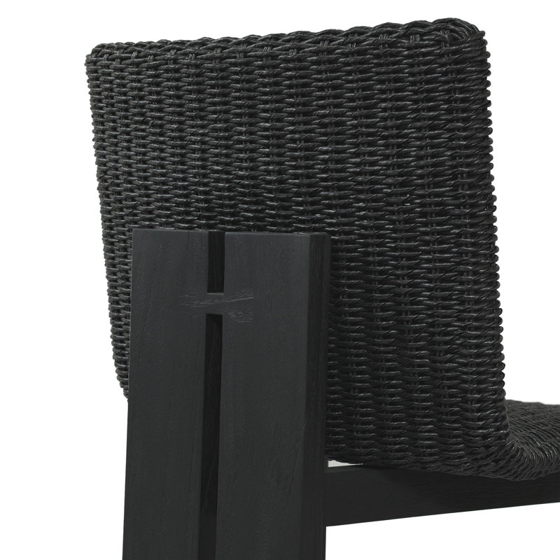 Padme Outdoor Teak Dining Side Chair, Stained Black