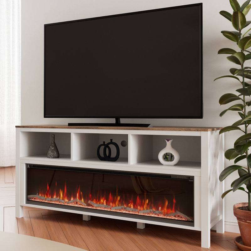Yaqoob Unfinished TV Stand for TVs up to 70" with Fireplace Included