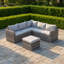 Ensemble modulaire de meubles de patio en osier, ensemble de conversation modulaire en L en rotin PE toutes saisons avec repose-pieds et coussins lavables, canapé d'angle pour terrasse de jardin, rotin gris