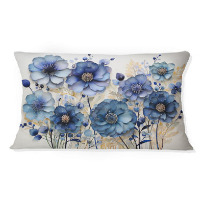 Blue Charming Cornflowers Pointillism I - Cornflowers Printed Throw Pillow