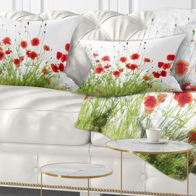 Floral Poppies Lumbar Pillow