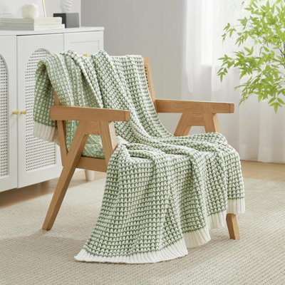 Waffle Chenille Throw Blanket For Couch, Pineapple Stitch Knit Soft Cozy Knit Blanket Decorative Throw For Sofa, Chair