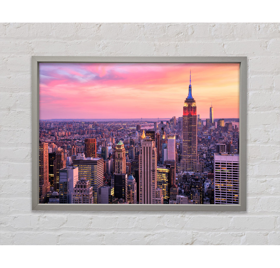 Pink Dusk City - Einzelner Bilderrahmen Kunstdrucke auf Leinwand