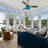 42"W Bergen LED Indoor Iridescent Blue And Gold Ceiling Fan With Remote Control
