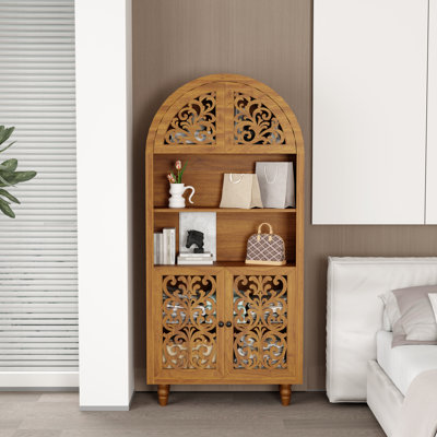 Armoire d'appoint haute Artisan avec portes et tablettes ouvertes