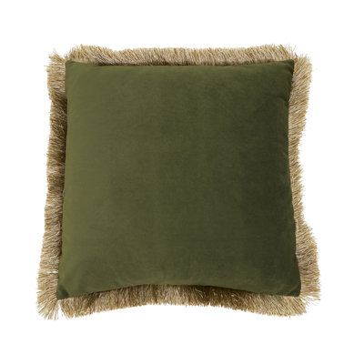 Velvet Fringe Poly Filled Throw Pillow