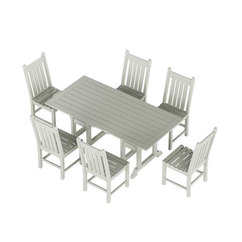 Laguna 6 - Person Patio Dining Set with Rectangular Table, Sand