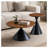 Black and Walnut Nesting Round Coffee Table Set with Hourglass Base