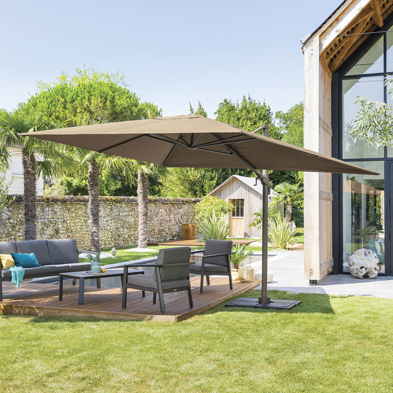Ahnyia 400cm X 300cm Rectangular Tilt Cantilever Parasol, Taupe