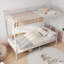 Lit simple superposé simple au-dessus d'un lit simple, métal blanc, divisable avec échelle et garde-corps pour les petites chambres