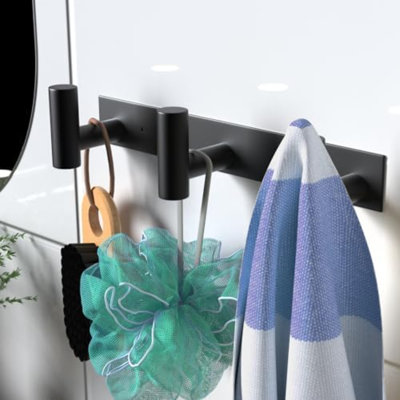 Support mural pour chapeau et manteau - Crochets pour robes, sacs, clés et serviettes - Organisateur de porte-serviettes de salle de bain (blanc, paquet de 3 crochets en forme de «T»)