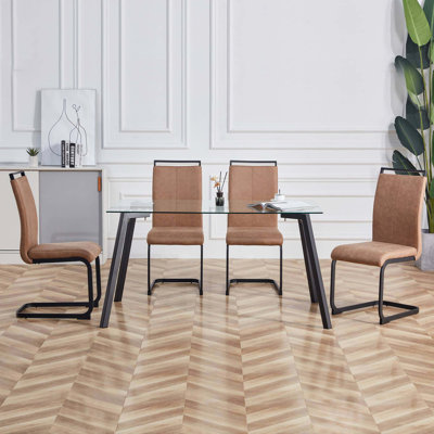 Chaise d'appoint rembourrée à haut dossier (ensemble de 4)