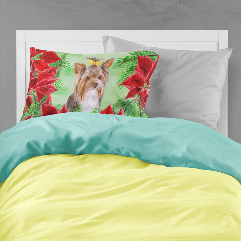 Taie d’oreiller poinsettas, Yorkshire terrier #2