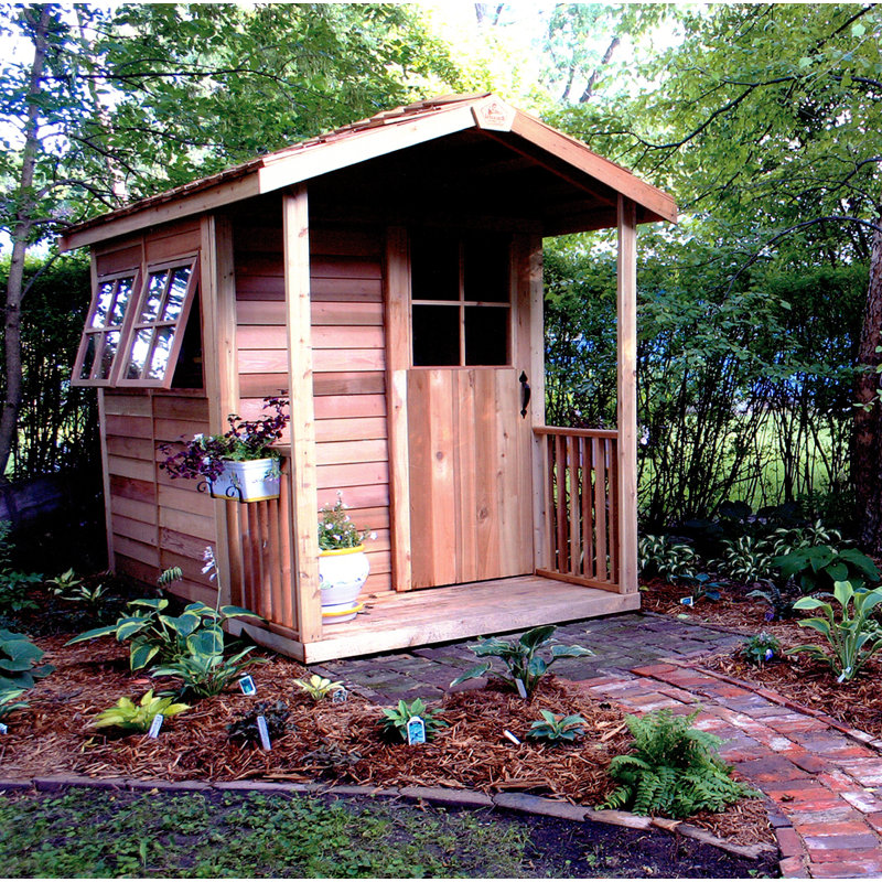 Western Red Cedar Wood Garden Shed with Sliding Door and Windows