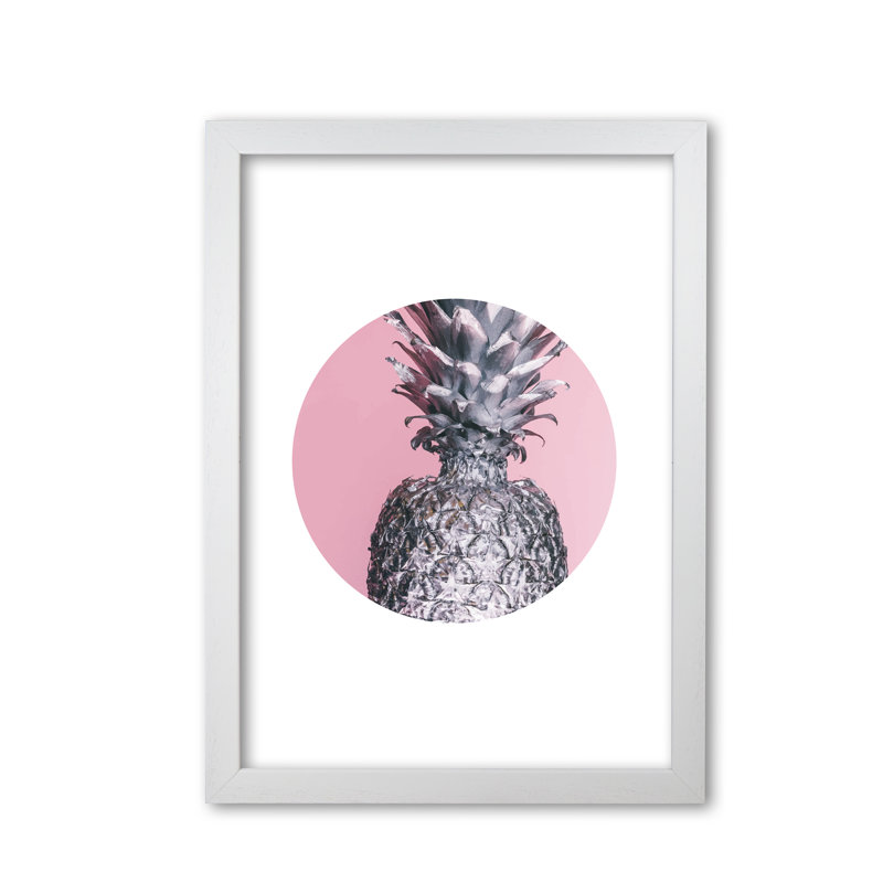 Pineapple Circle - Print, White Grain Frame, 42 cm H x 30 cm W x 5 cm D