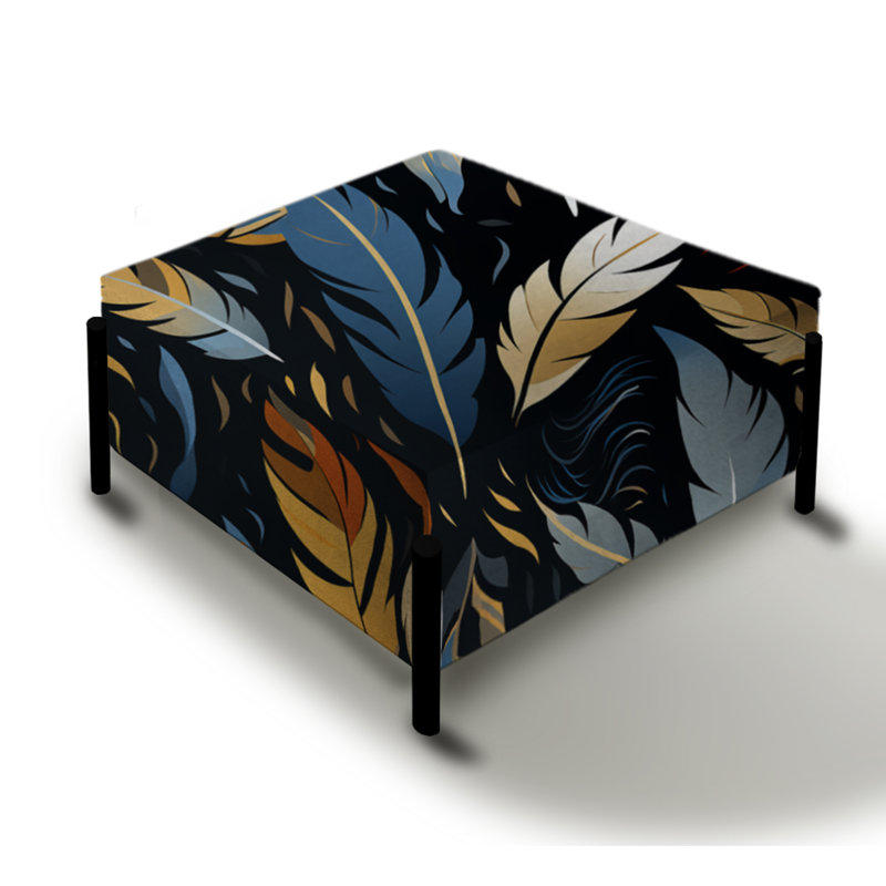 Feather Tribal Fusion I - Grand repose-pieds carré abstrait