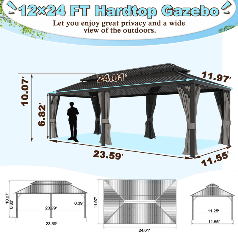 12X24 Ft Hardtop Gazebo
