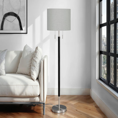 Lighting, 60"H, Nickel Metal, Grey Shade, Contemporary