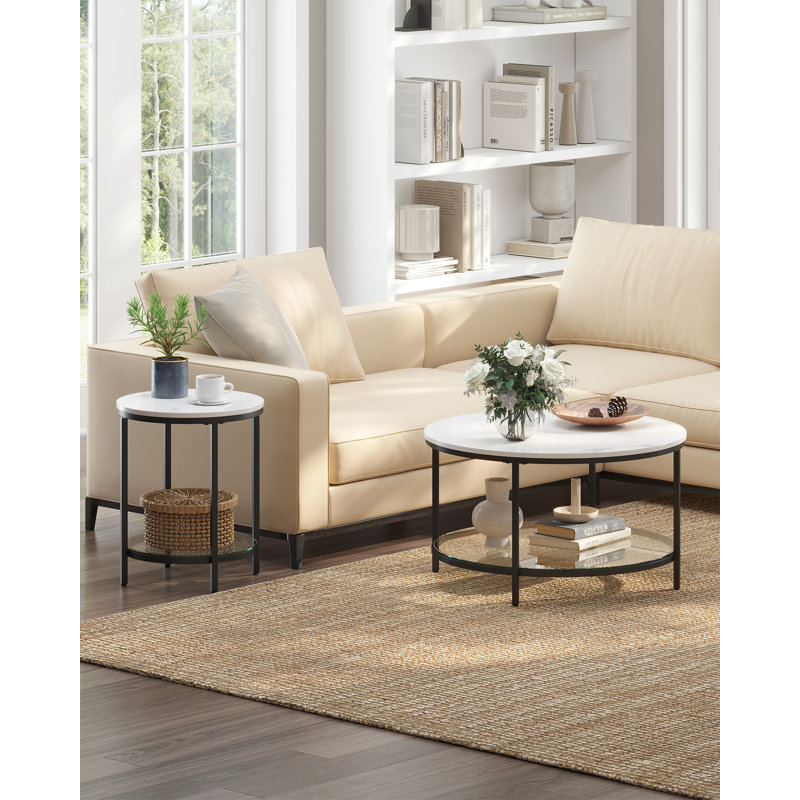 Table d'appoint Ashrfi, Blanc / noir