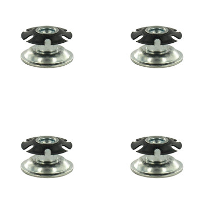 Inserts de niveleur à filetage simple en métal Outwater Industries pour tubes ronds de 1-1 / 8 po, acier traité thermiquement et base plaquée de zinc, s'adapte aux tubes ronds de calibre 16 à 18, filetage: 1 / 4-20, paquet de 4