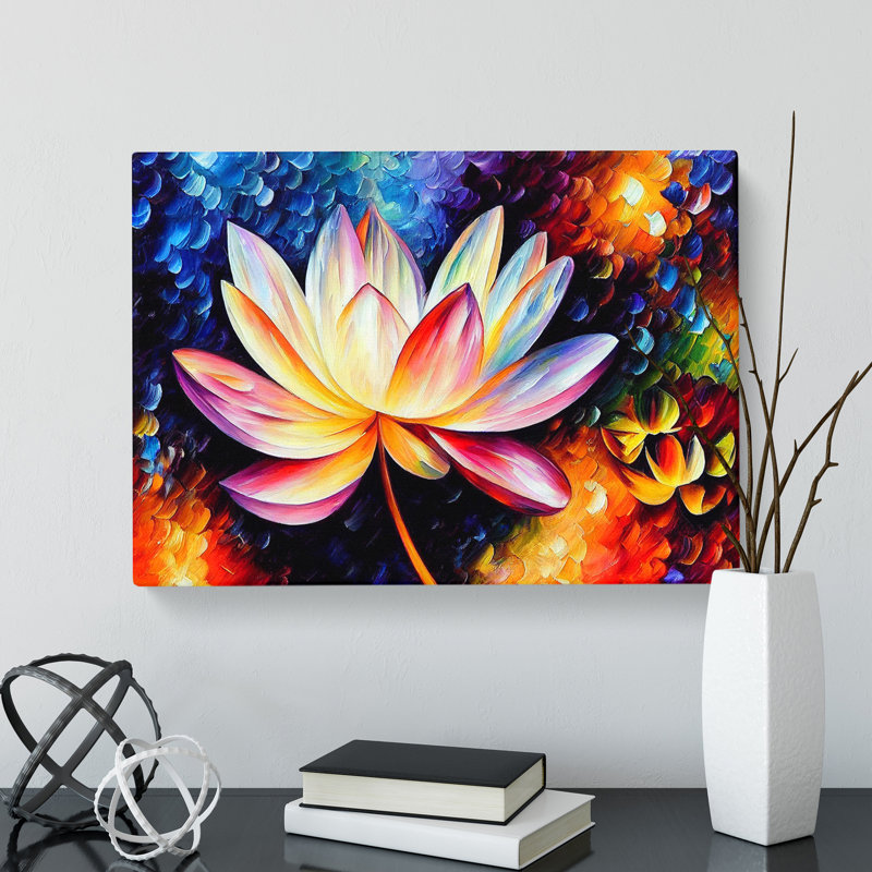 Painted Lotus Flower Vol.1 Abstract - Wrapped Canvas, 35cm H x 50cm W x 3cm D
