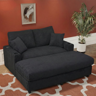 64" Corduroy Upholstered Loveseat Sofa Bed