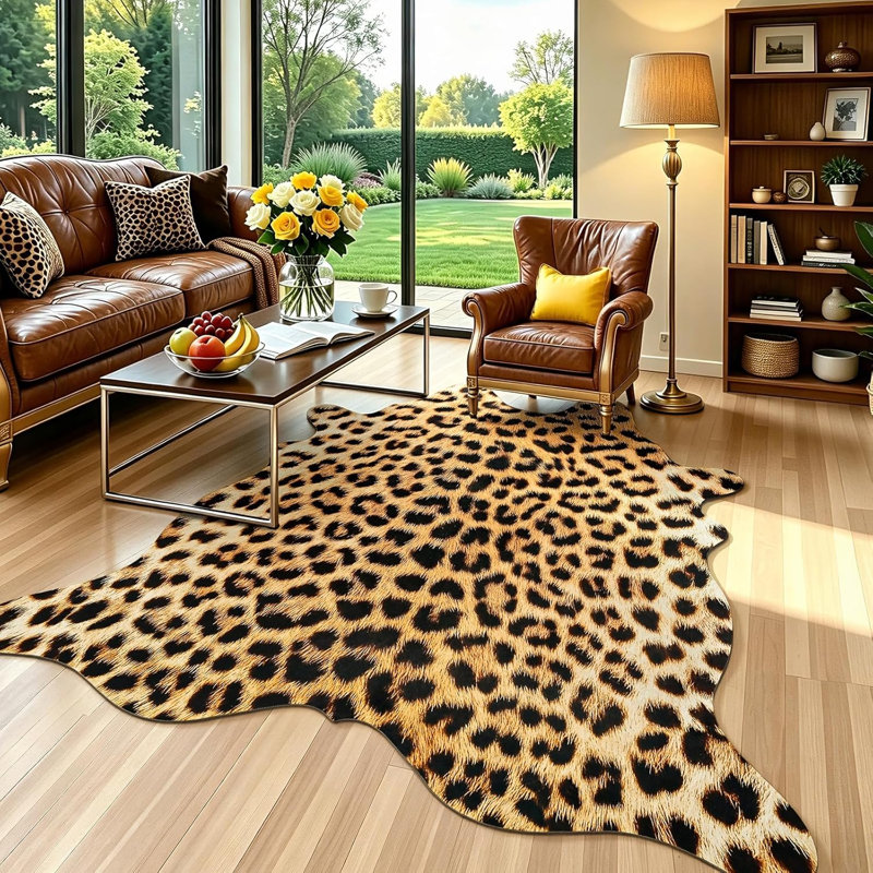 Tapis à imprimé léopard de qualité supérieure, Nouveauté 4 pi 7 po x 5 pi 2 po