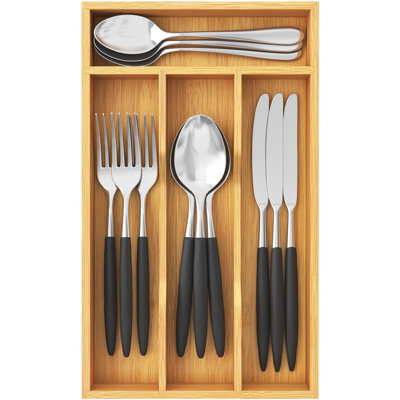 Silverware Drawer Organizer, Utensil Tray For Kitchen, Flatware And Cutlery Holder, Storage For Spoons Forks Knives, 6.7 X 12", Natural