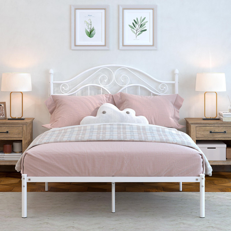 Lit plateforme Alecia, Double, Blanc