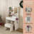 23.6" Pink Vanity Set with LED Mirror & Stool | Dressing Table with 2 Drawers & 5 Storage Cabinets (4 Open + 1 Hidden) | Adjustable 3‑Color Lighting, Built‑In Charging Station | Compact Space‑Saving Makeup Desk-964638798