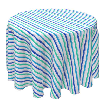 Round Striped Cotton Twill Tablecloth