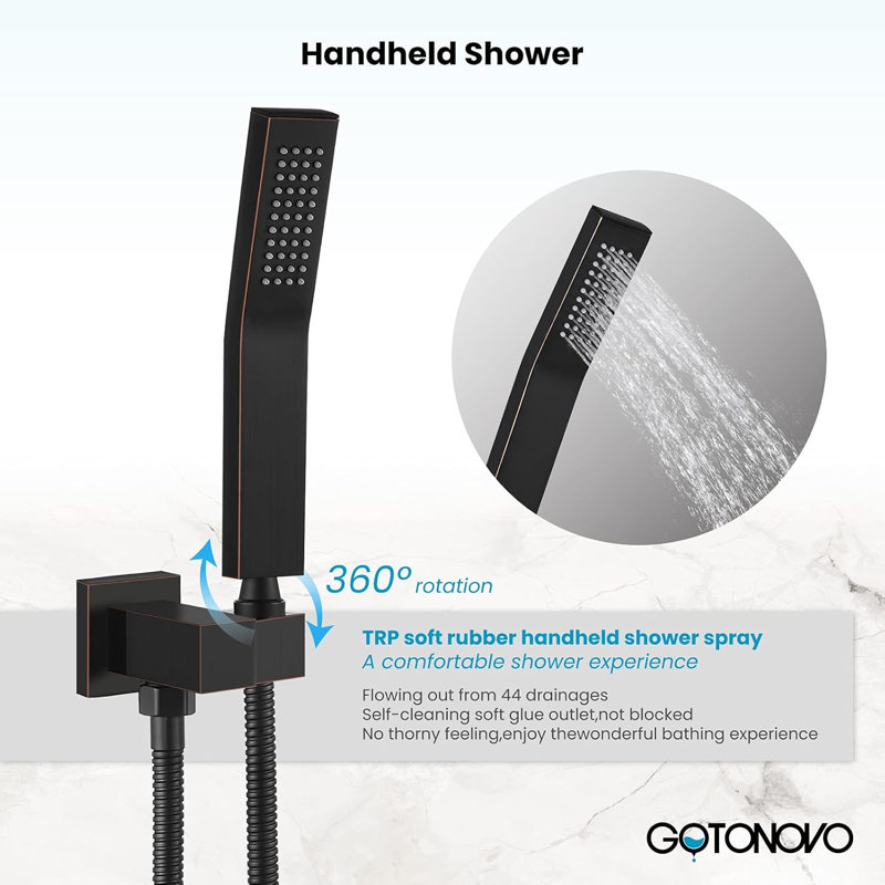 Rainfall Bathroom Shower System Rain Shower Head and Handle Set Wall Mounted Shower Complete Combo Solid Brass Pressure Balancing Shower Mixer Valve 12 Inch Oil Rubbed Bronze