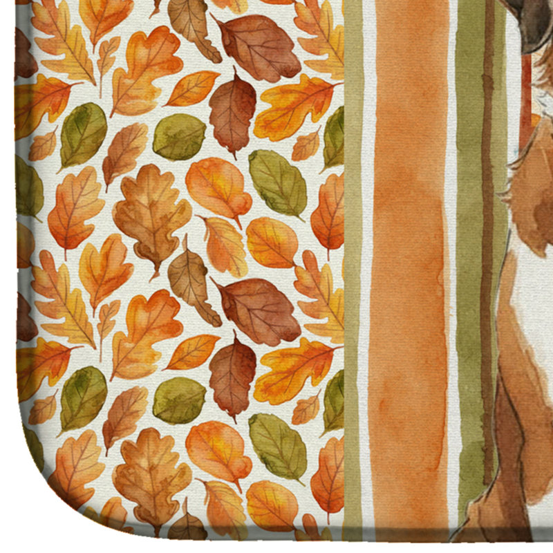 Brown and White Saint Bernard Heirloom Fall Dish Drying Mat