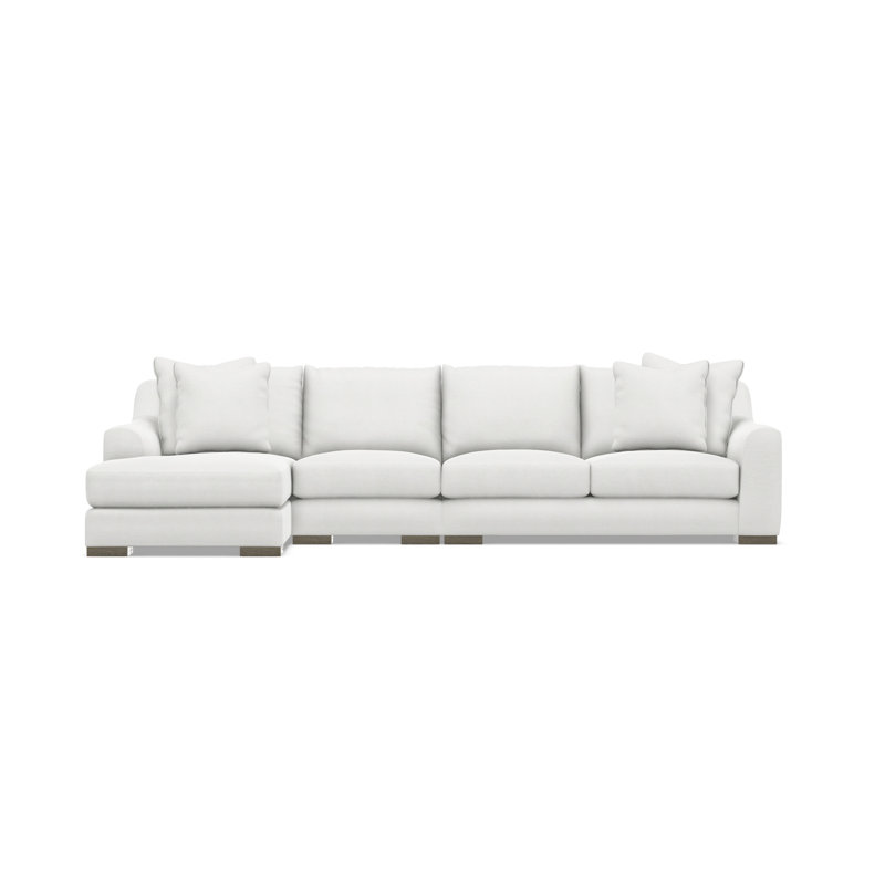 Sectional, White Polyester Blend, 35" H x  135" W x 63.5" D, Left Hand Facing
