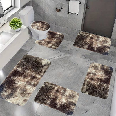 Carpets Suits  Mixed Color Bath Mats 6 Set Whole Room Bath Rugs 6 Pcs Toilet Mats Soft Water Absorption Non Slip Thick Washable Easy To Dry Dark