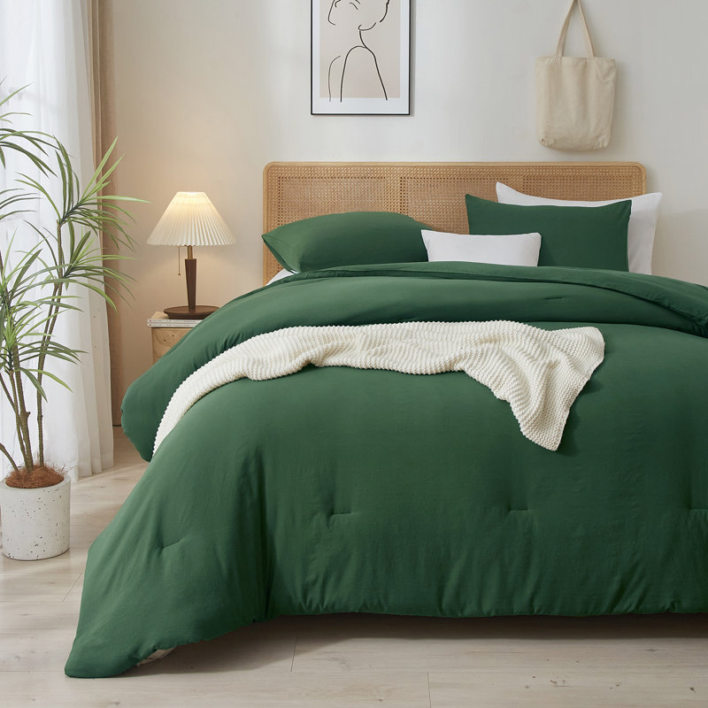  Ensemble d'édredon en microfibre toutes saisons 3 pièces 90g, Édredon pour très grand lit + 2 très grandes ta, Vert émeraude
