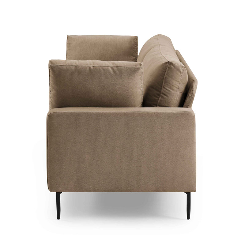 Etta 214.1Cm Velvet Square Arms Sofa, Dark Brown Polyester