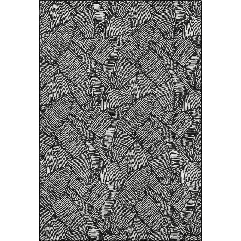 Premium Machine Washable Prisco Black Rug, Rectangle 9' x 12'