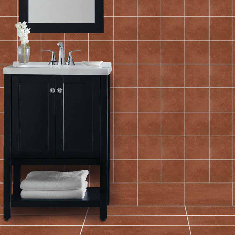 Literary License 6'' W x 6'' L Porcelain Concrete Look Singular Tile, Quarry Red