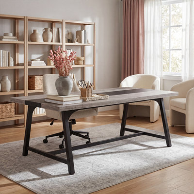 70.87" Rectangular Executive Desk with Strong Metal Frame, Office Desk for Meeting Room, Office