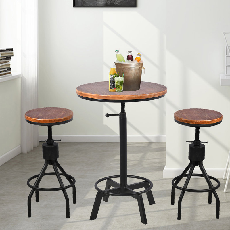 Sturtz 2 - Person Pine Solid Wood Top Pedestal Base Dining Set