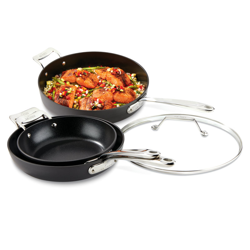 Ensemble de poêles antiadhésives 4 pièces avec couvercles All-Clad Essentials