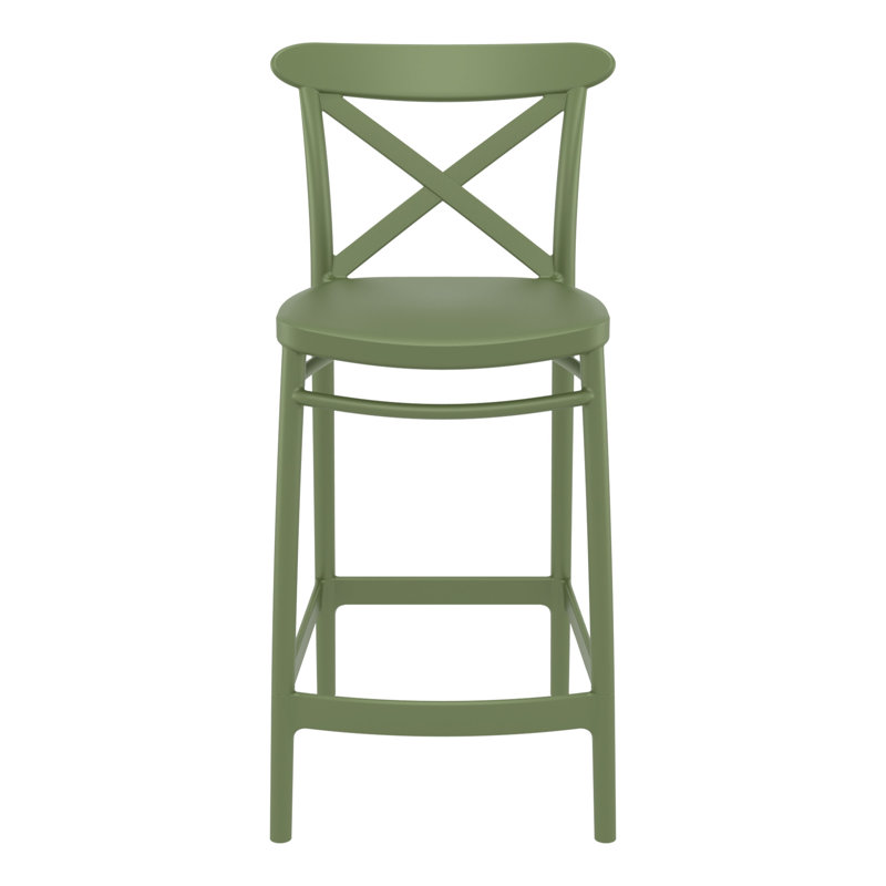 Tabouret Bijou, Vert olive, Tabouret de comptoir (siège d'une hauteur de 25,6