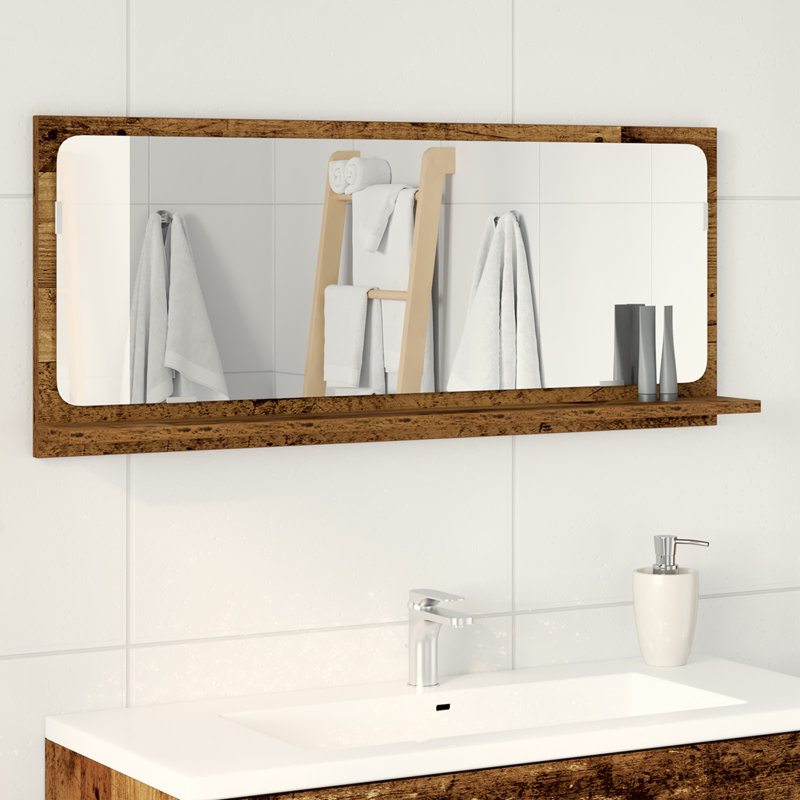 Rectangle Mirror, 37 cm H x 90 cm W, Old Wood