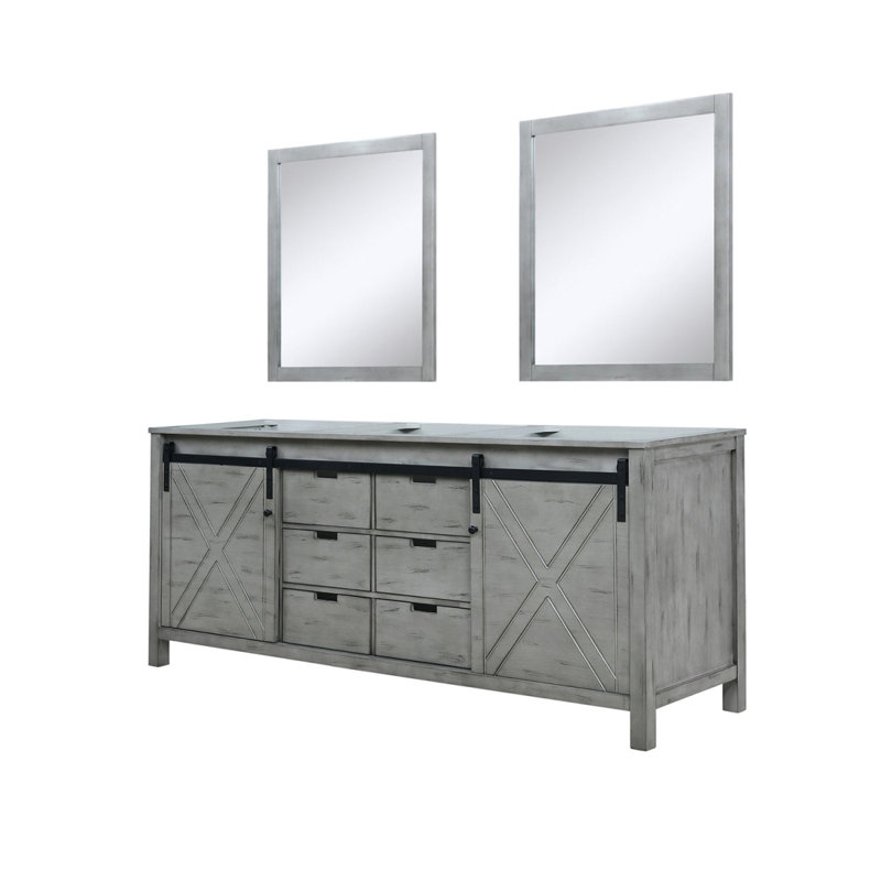 Ash Grey Double Bath Vanity 80 in. W x 22 in. D, and 30 in. Mirrors