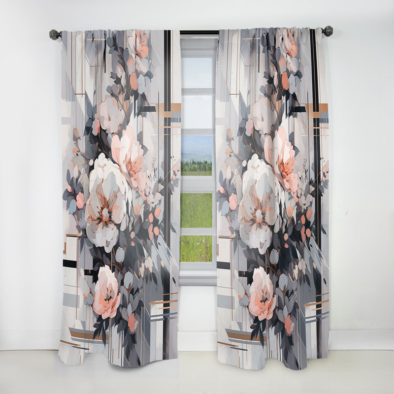 Peony Serene Charm I - Rideau moderne - Velours obscurcissant - 1 panneau, L 52 po x L 95 po