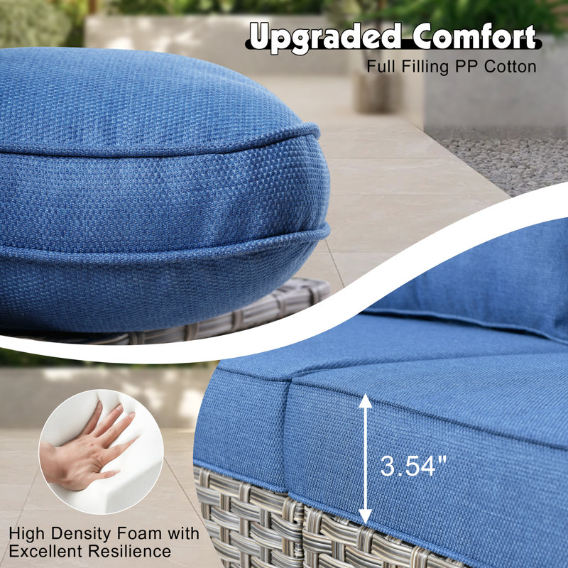 Harper 6 - Person Outdoor Seating Group with Cushions and Solar Powered Coffee Table, Blue