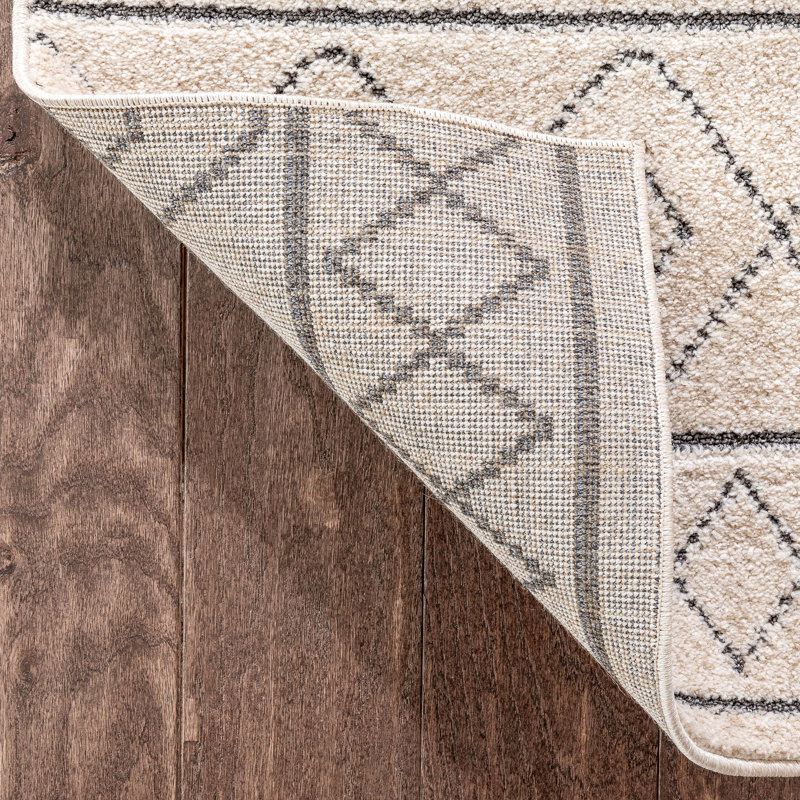 Malaga Ivory Geometric Synthetic 7'10" x 10'6" Easy-Care Area Rug